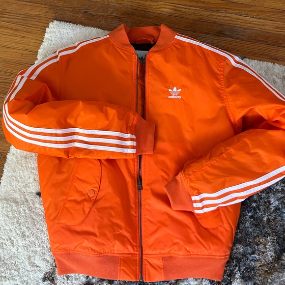 Orange Adidas 90’s Vintage Sports Puffer Jacket - Men’s Large - Great Condition - Picture 1 of 4